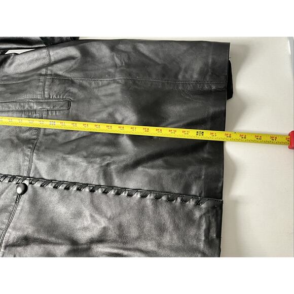 Women's XL Dero by Rocco D'Amelio Vintage Black Leather Mid Length Jacket - Picture 12 of 12